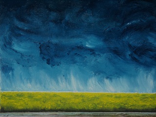 Feld im Sturm (2002), Öl auf Leinwand,24x30