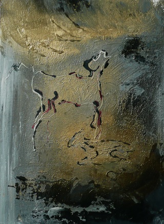 Heilige Kuh (2011), Öl/Lack auf Holz, 30x40