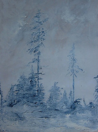 Ansitz (2007), Öl auf Papier, 40x50